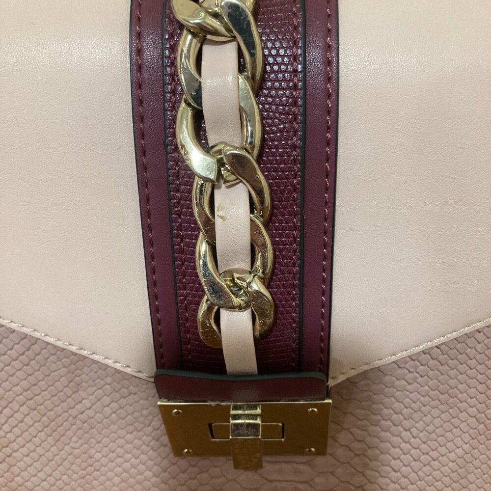 Apt 9 Handbag Purse Satchel Burgundy Pink Beige - Picture 3 of 9